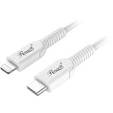Rosewill USB-C to Lightning Cable, MFi Certified Charge & Sync Cable for Apple iPhone, iPad Pro, AirPods Charging Case | Fast Charge and Data Transfer Speed, Durably Built | White, 3 Feet