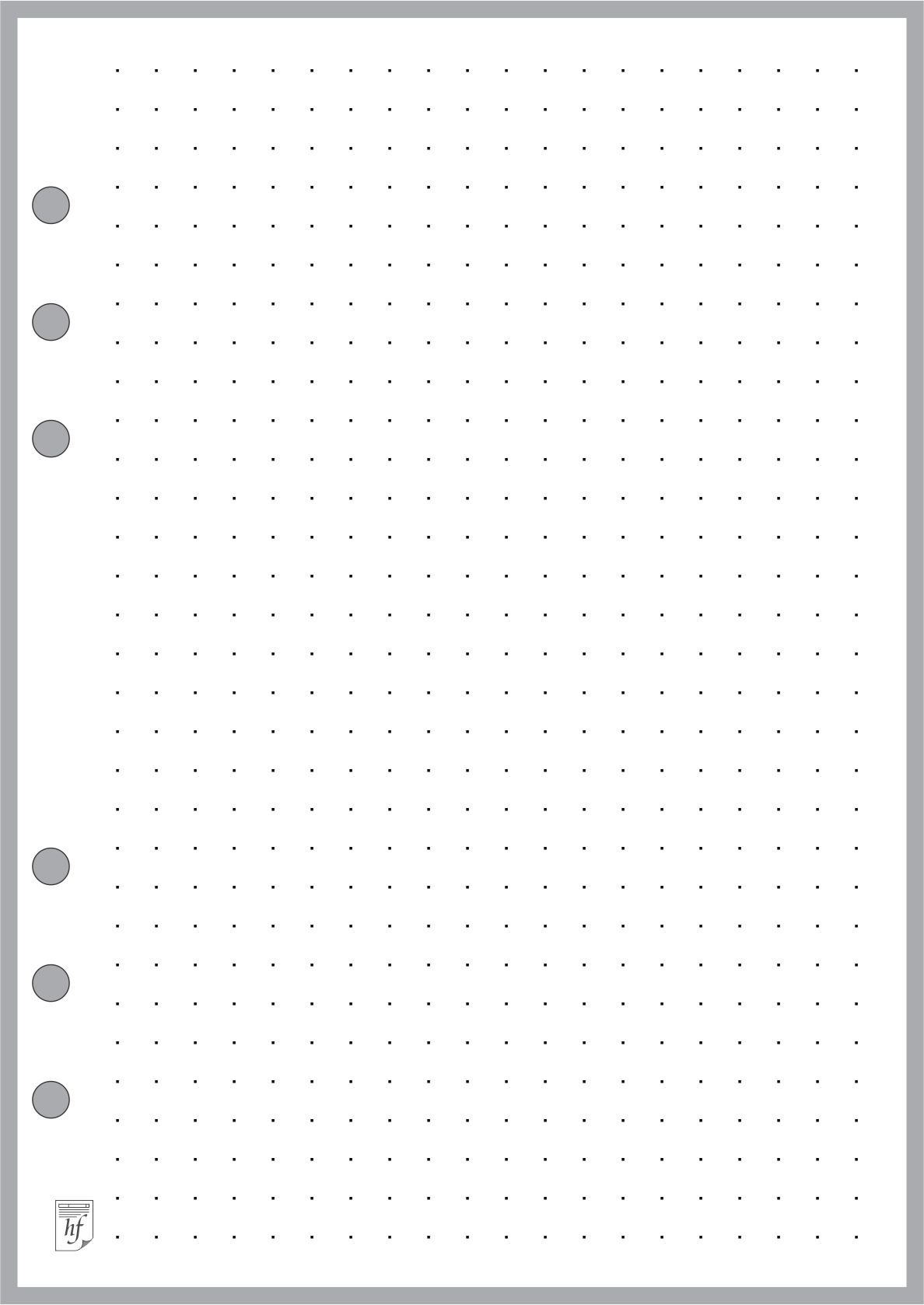 A5 Size Dot Grid Paper Refill (5mm), Sized and Punched 6-Ring A5 Notebooks by Filofax, LV (GM), Kikki K, TMI, and Others. Sheet Size 5.83" x 8.27" (148mm x 210mm)