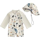 Hnyenmcko Baby/Toddler Boy Rash Guard Swimsuit Long Sleeve One Piece Zipper Swimwear Sunsuit Infant Bathing Suit Beachwear