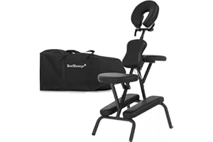 BestMassage Portable Massage Chair – Foldable Tattoo & Spa Chair with Adjustable Face Cradle, High-Density Cushion, Lightweight Frame & Carry Bag, Black
