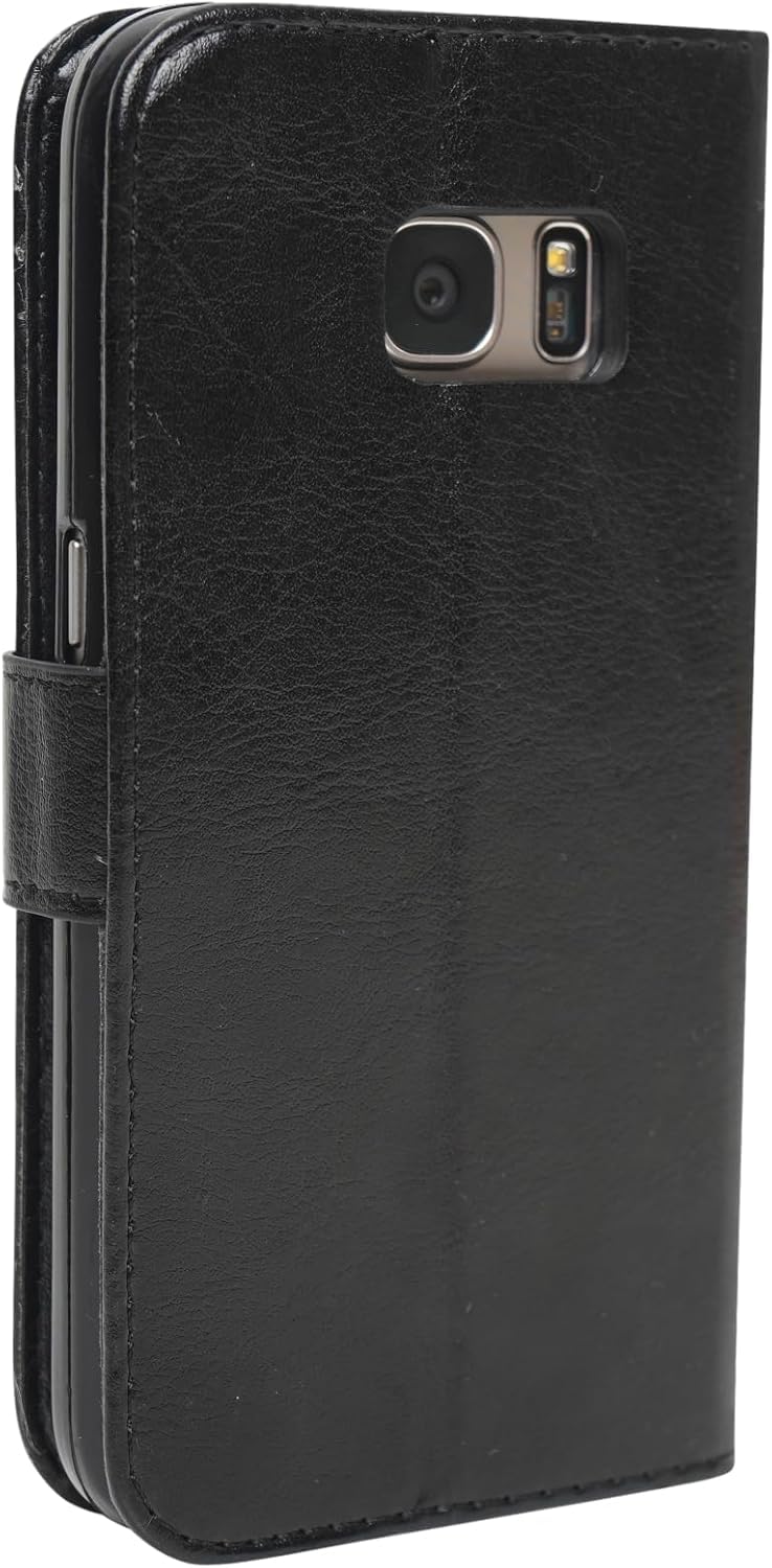 AMO® Samsung Galaxy S8 Case [Black] Galaxy S8 Protective Leather Case [Cash and Card Slots] – Premium Genuine Leather Wallet Cover S8 (S8, BLACK)