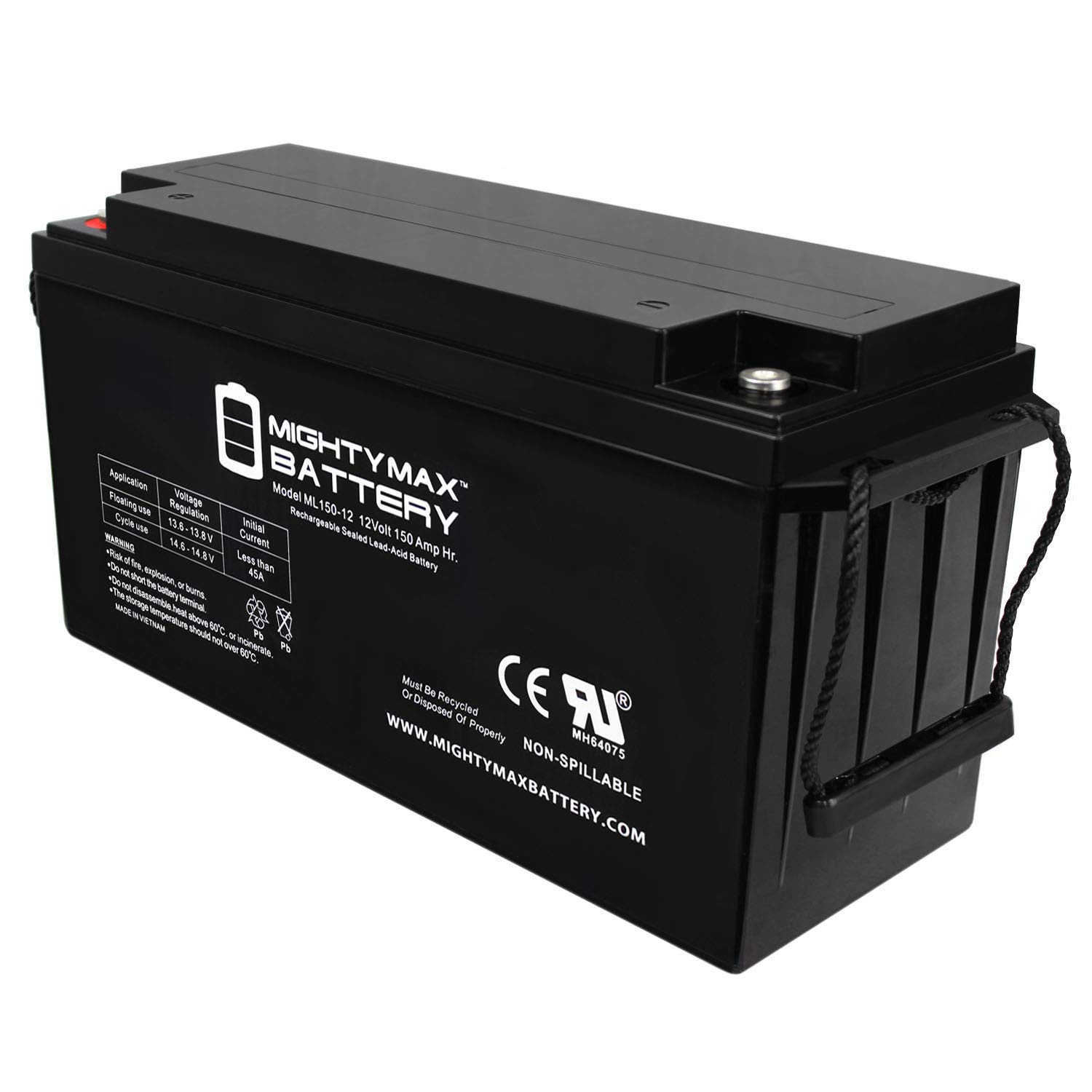 Photo 1 of Mighty Max Battery ML150-12 - 12 Volt 150 AH, Internal (INT) Terminal, Rechargeable SLA AGM Battery