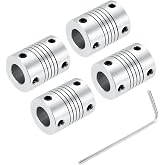 uxcell 4Pcs 5mm to 10mm Aluminum Alloy Shaft Coupling L25xD19 Silver | Flexible Coupler Beam Stepper Motor Joint Connector for 3D Printer CNC Machine DIY Encoders and Motors Shaft
