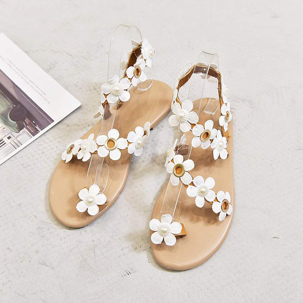 AIJIVOU Women's Rhinestone Flat Sandals, Women Flip Flops with Clip Toe RingBeadeed Rhinestone Crystal Jeweled Sandal… - Image 4