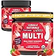 Llama Naturals Kids Multivitamin Gummies, Vegan, Organic with Vitamin D, C & K, Toddler Real Fruit Gummy Vitamins, Chewable Supplement, Whole Food Multivitamin, No Added Sugar Cane, Strawberry, 2 Pk