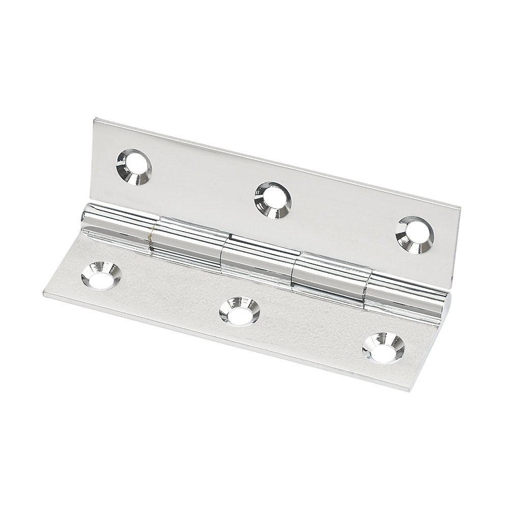 Merriway BH04289 (2 Pcs) 50mm (2 inch) Butt Hinge, Chrome Plated on Solid Brass - Pack of 2 Pieces