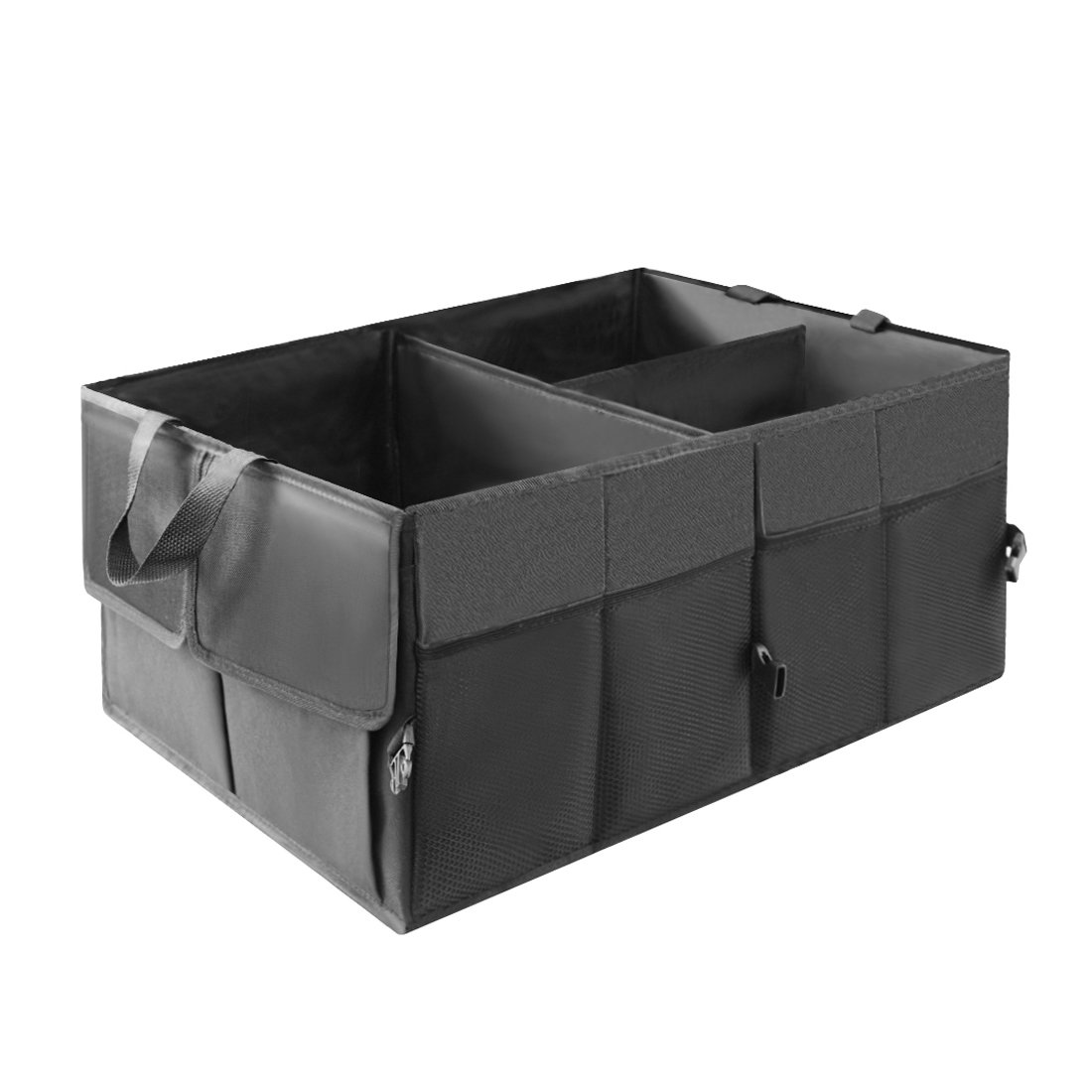 Ottimizzazione Spazio Bagagliaio Organizer Per Baule Auto COOFULL - 7 Tasche Capienti | 2 Bastoncini Regolabili | Nero | Per Bagagliaio Ordinato Borsa Portaoggetti Per Auto - 10