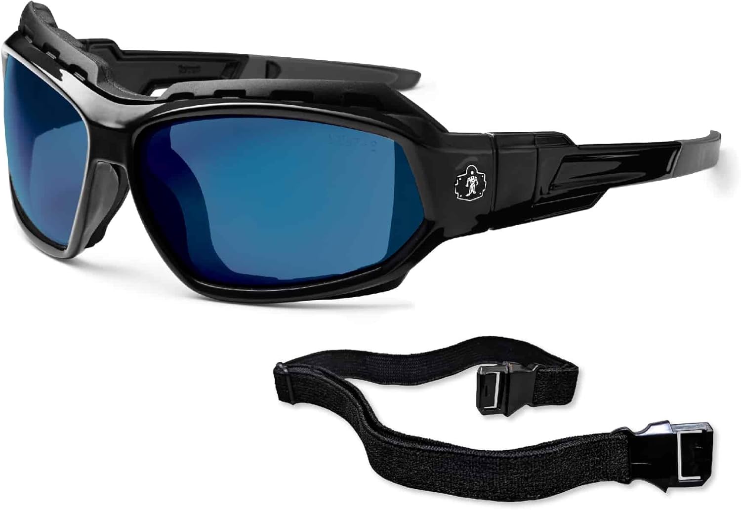 Ergodyne Skullerz Loki Convertible Safety Sunglasses, Blue Mirror Lens-Includes Gasket and Strap to Convert to Goggle