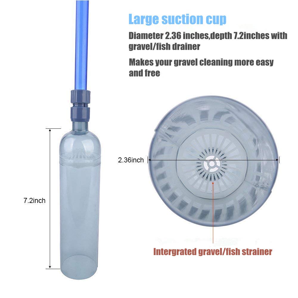 MisteSun Aquarium Fish Tank Gravel Cleaner,Siphon Vacuum Pump Gravel Cleaner Fish Tank Water Changer with Adjustable Flow Control Tape& Aquarium Fish Tank Cleaning Brush