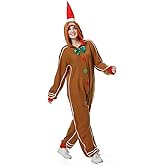 GRAJTCIN Women's Gingerbread Man Costume Christmas Onesie Jumpsuit Funny Cookies Cosplay