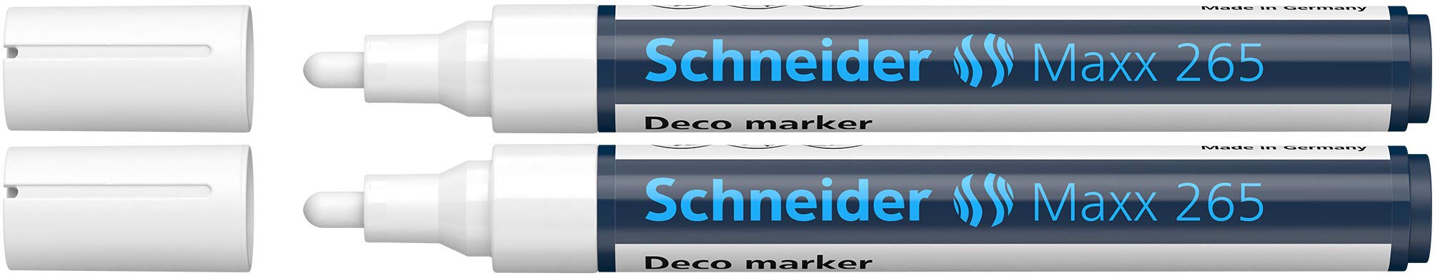 Schneider Maxx 265 Chalk Pen (2-3 mm Line Width, Wipe-Clean, Water-Based, Odourless) Pack of 2 White