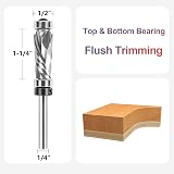 SpeTool 1/4in Shank Spiral Compression Flush Trim Router Bit 1/2in Dia Dual view 2