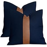 Vfuty Pack of 2 Navy Blue Decorative Pillow Covers 18x18 Square Cushion Case for Couch Sofa Bedroom Living Room Farmhouse Boho Decor