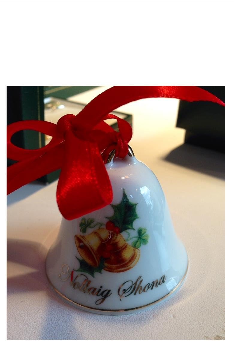 JC Walsh Small Porcelain Christmas Bell Ornament