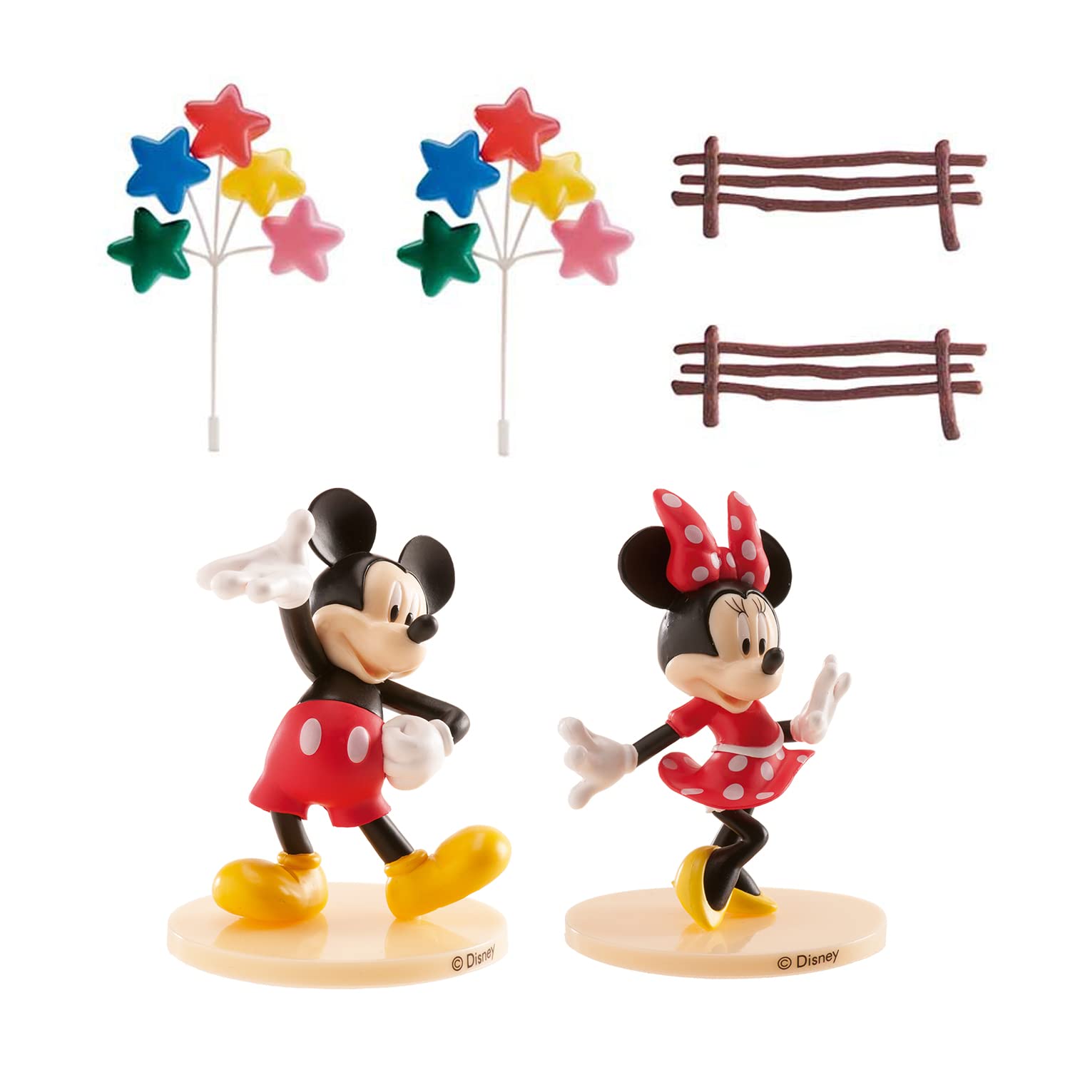 dekora Cake Decoration Birthday Set with Minnie and Mickey Mouse Figure and Cake Topper Cake Accessories Made of PVC, Multi-Colour, One Size