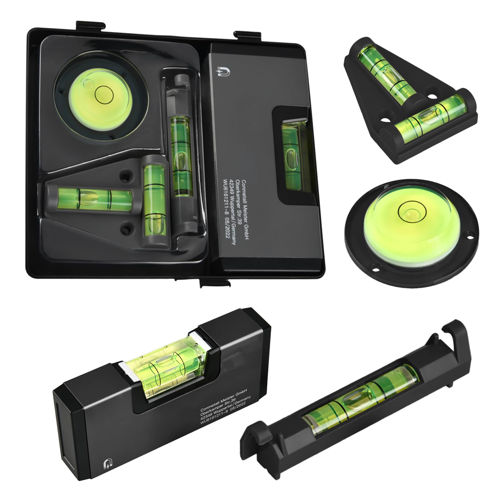 YOYIAG Magnetic Small Pocket Level: Pocket Magnetic Bubble Level, 85mm/3.3inch Mini Balancing Calibrator Precision Level, with Two Level Bubble Metal Keychain & Hook for Tiles Floor Picture TV