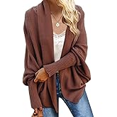 Imily Bela Women's Kimono Batwing Cable Knitted Slouchy Oversized Wrap Cardigan Sweater