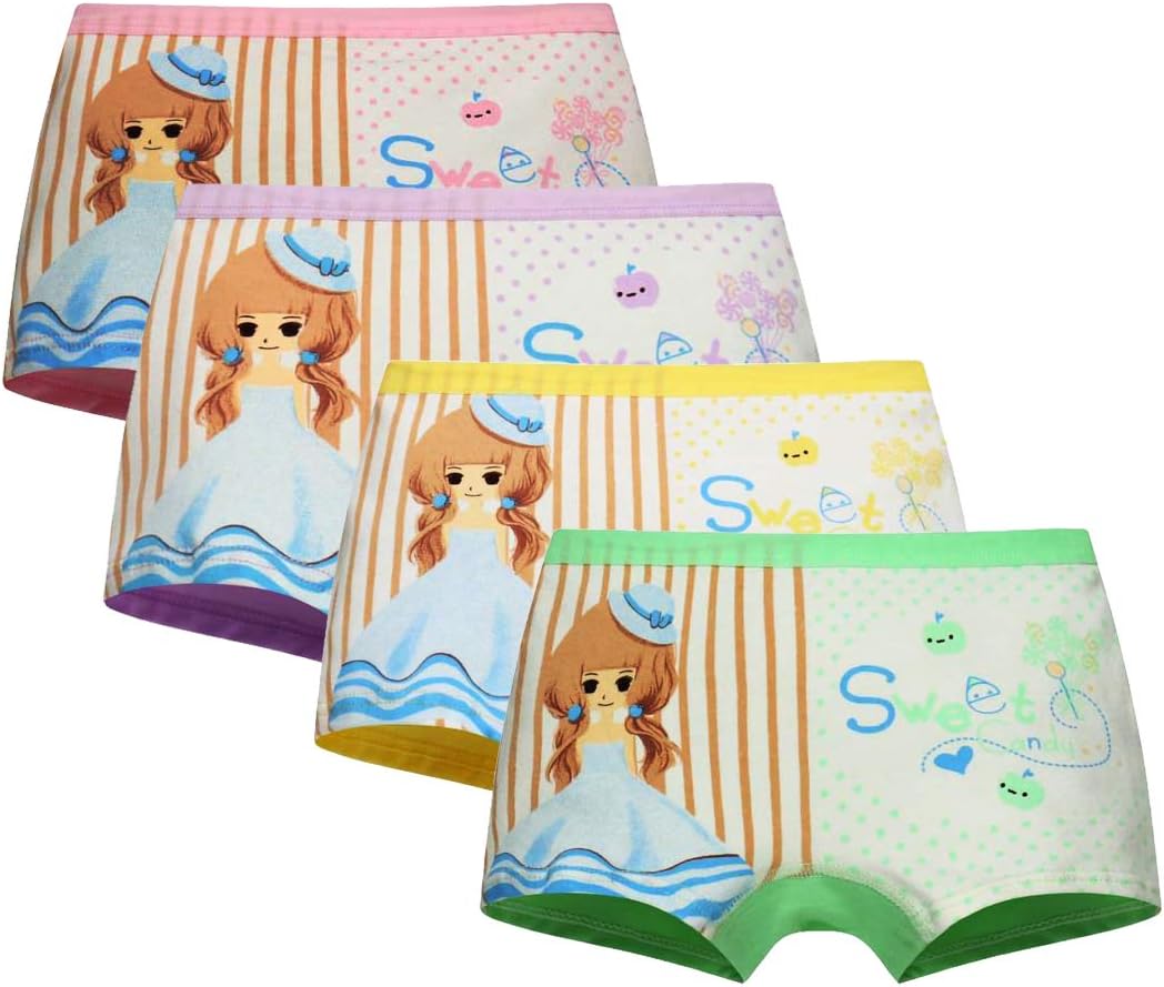 Usex Sense 12 Pack Little Girls Cotton Boyshorts Lovely Boxers Underwear Size 2-12 Years