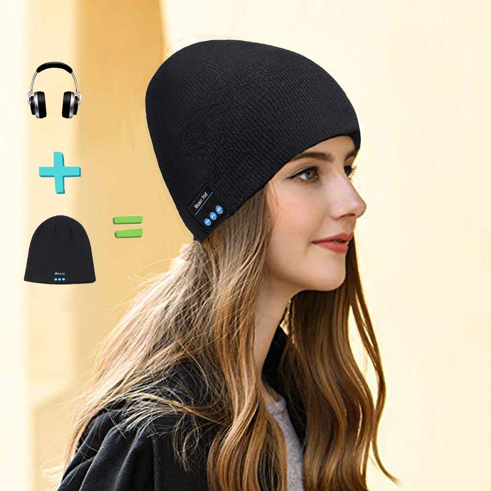 Wireless Bluetooth Beanie Hat, Unisex Bluetooth Beanie Smart Winter Knit Hat V4.2 Wireless Musical Headphones Earphones Cap Unique Christmas Tech Gifts for Teen Young Boys Girls Men Women