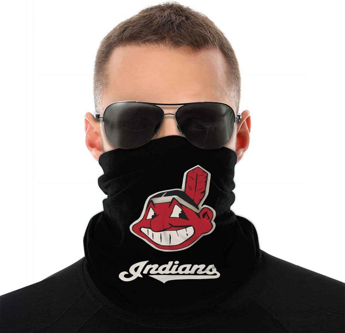 KALISA Chief Wahoo Windproof Bandana Face Mask Neck Gaiter Scarf Dust Wind Balaclava Headwear for Sun Dust UV White