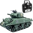 fisca Remote Control Tank, 2.4Ghz 15 Channel 1/20 Sherman M4A3 Main Battle RC Tank That Shoot Airsoft for Kids Age 10 11 12-16 Year Old