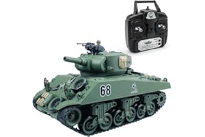 fisca Remote Control Tank, 2.4Ghz 15 Channel 1/20 Sherman M4A3 Main Battle RC Tank That Shoot BBS Airsoft for Kids Age 10 11 12-16 Year Old