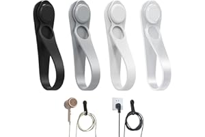 Cable Management Clips 4 Pack, Silicone Cord Organizer Straps with Adhesive, Reusable Cable Holder for Desk, Under Desk & Wal