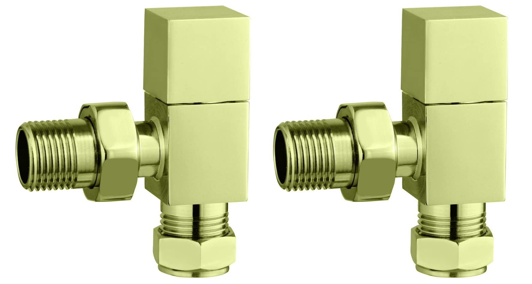 Keenware KRA-215 Midas Square Towel Rail & Radiator Angle Valves: Brushed Brass