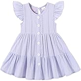 Happy Town Toddler Baby Girl Casual Dresses Summer Sundress Ruffle Button Down Solid Girl's Boho Dress Spring Outfits
