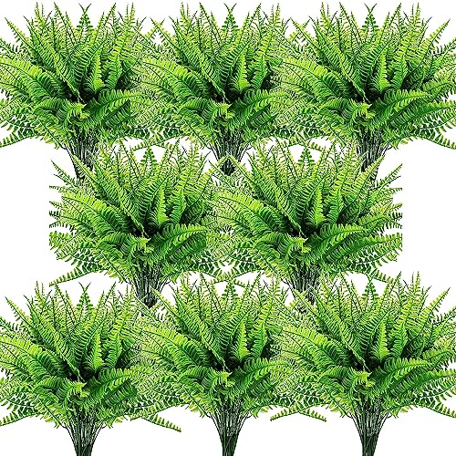 SzJias Artificial Ferns for Outdoors Fake Fern Plant Faux Boston Fern