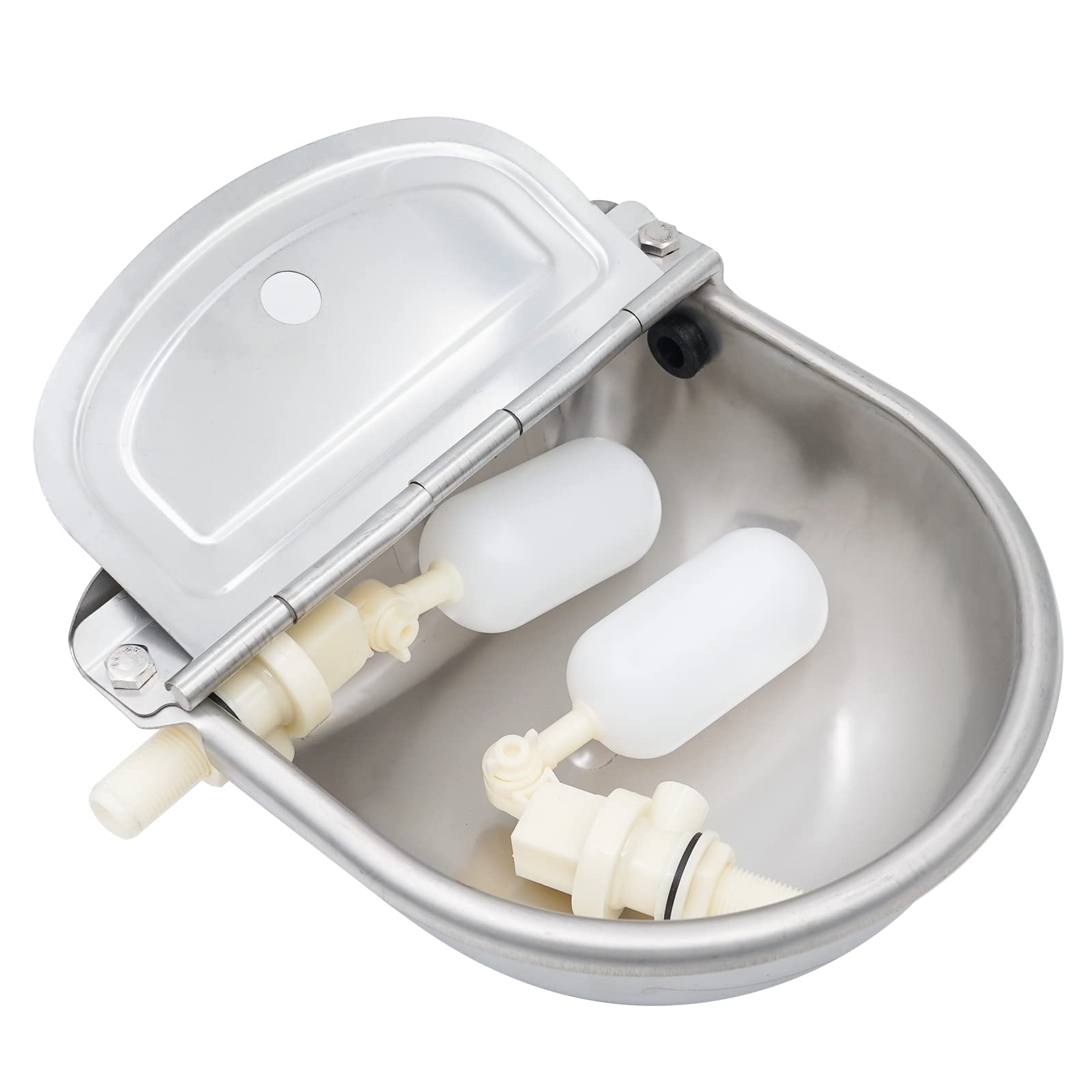 Svauoumu Automatic Cow Drinking Bowls, Stainless Steel Horse Drinking Troughs with 2 Floating Valve Balls for Cattle, Sheep, Horses, Pigs, Sheep, Alpacas, Dogs, Livestock Waterers