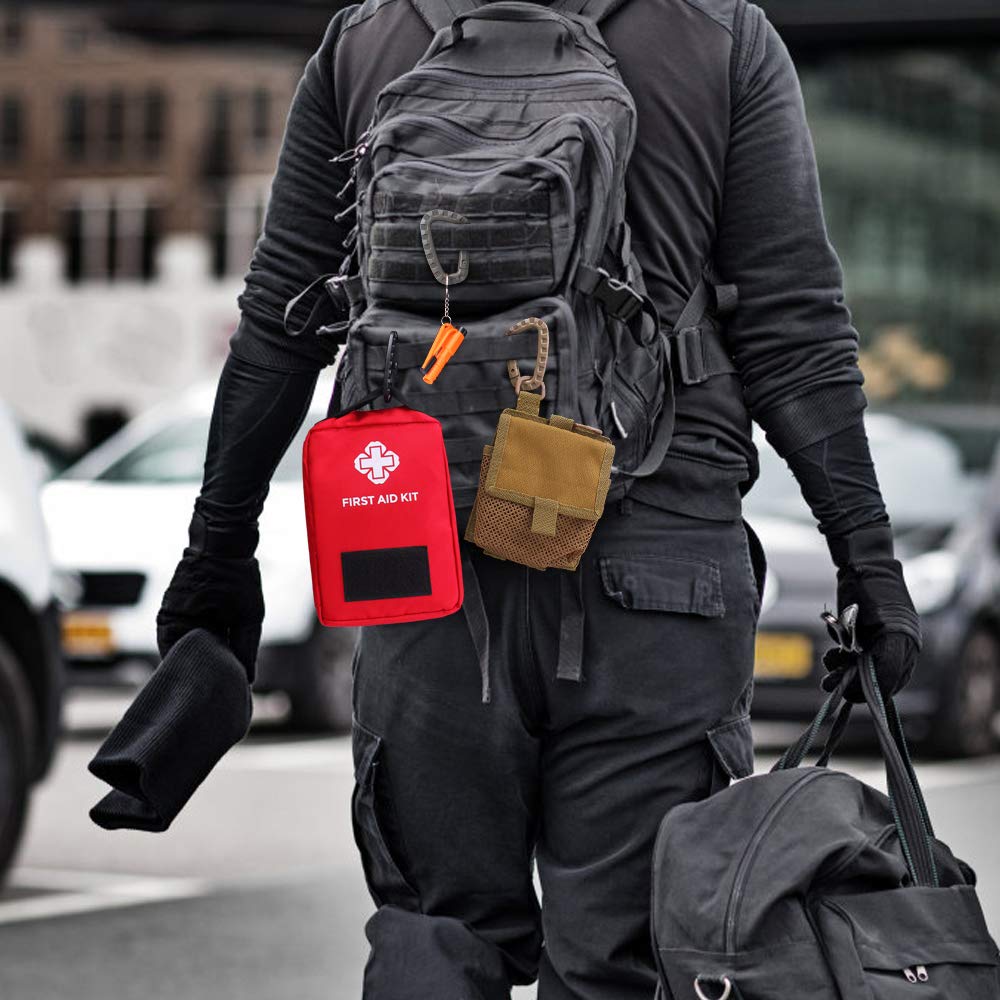 DONGKER 12/21 Pieces Tactical Gear Clip Molle Attachments for D-Ring Carabiner Clip Grimlock Molle Webbing Key Ring Strap Web Dominator Buckle Elastic Strings (13 PCS)