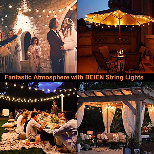 Solar String Lights,BEIEN Waterproof LED Indoor/Outdoor Hanging Umbrella Lights with 27 G40 Bulbs&4 Light Modes-27FT Heavy Duty Patio Lights with 4400mAh Solar Battery for Patio,Backyard,Garden,Bistro - Thumbnail 6