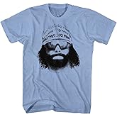 American Classics Macho Man Wrestler Randy Savage Bandana Sunglasses Face Graphic Adult T-Shirt Neon Blue Heather