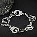 QSKS Silver Charm Handcuff Bracelet with Buckle for Men and Women,8.5''