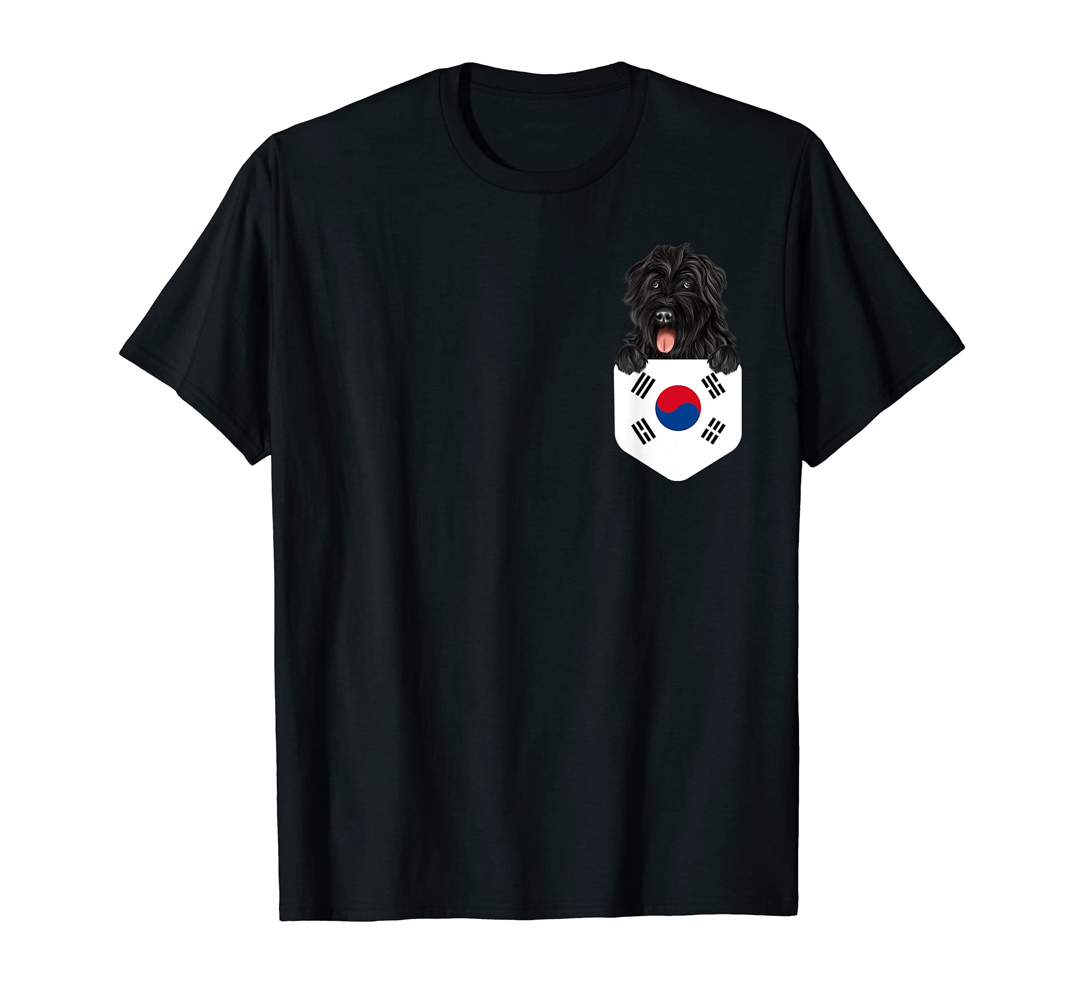 South Korea Flag Bouvier des Flandres Dog In Pocket T-Shirt