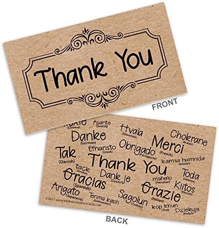 Thank You Business Cards with Kraft Color Printed Background on uncoated Matte Finish for a Natural Look and Feel - Box of 100
