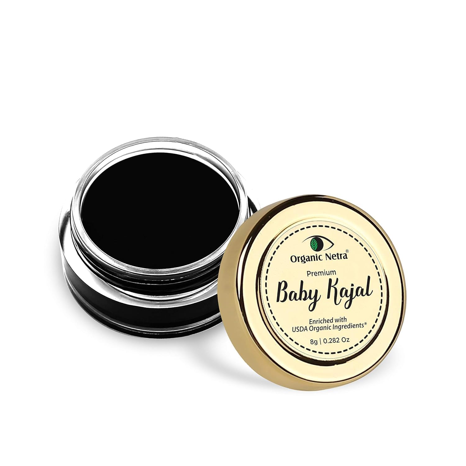 Organic Netra Baby Kajal Water Resistant, Smudgeproof, Longlasting For Normal Skin Type Enriched with Natural & Organic Ingredients with No Harmful Chemicals, Matte Finish, 8gm