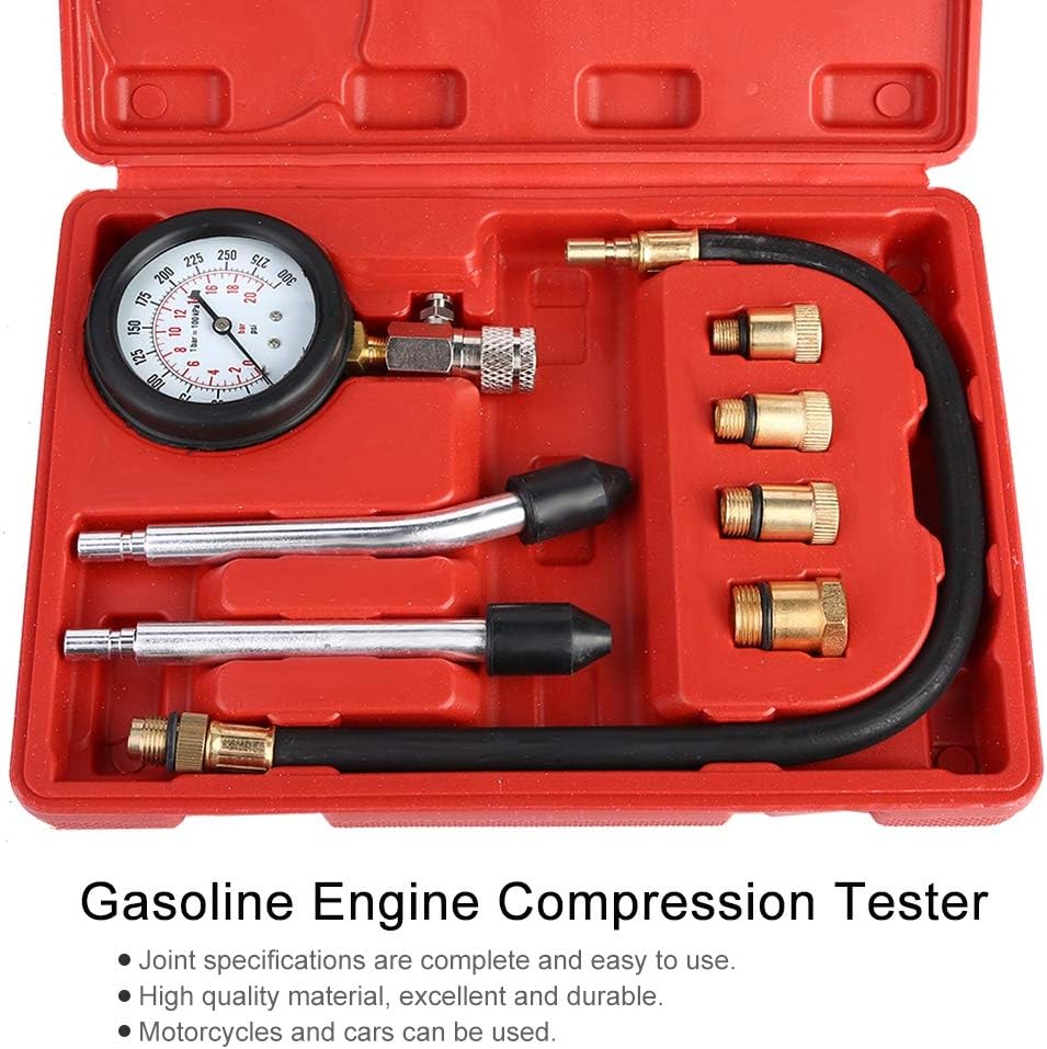 EBTOOLS Copper Gasoline Engine Compression Tester Kit Auto Petrol Gas Engine Cylinder Automotive Test Kit Automotive Tool Gauge with Carrying Case - Image 3