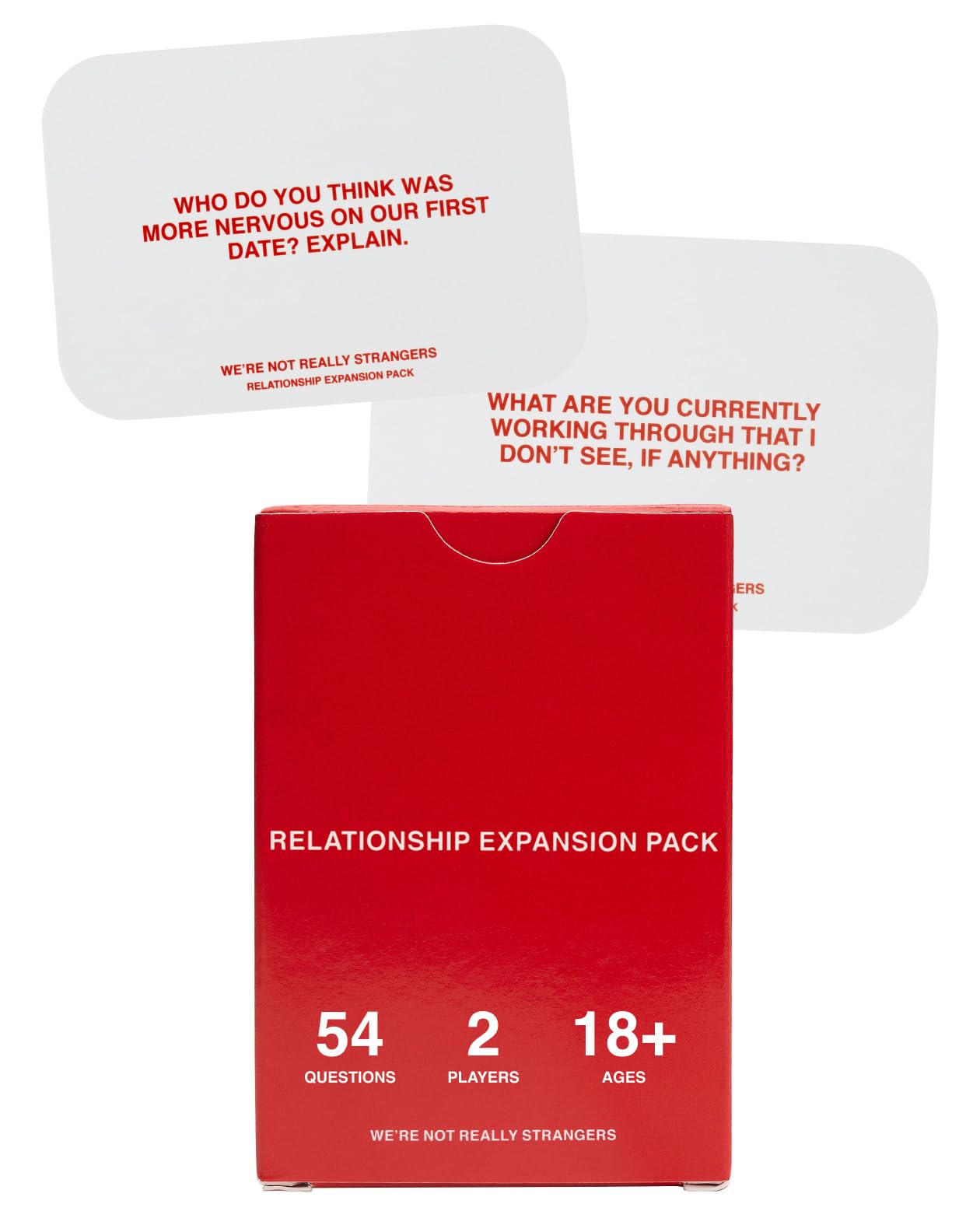 WE'RE NOT REALLY STRANGERS Relationship Expansion Pack Card Game – 54 Cards & Wild Cards – Conversation Cards for Couples, Adults, & Teens for Date Nights & Game Nights, Ages 18+, 2-6 Players