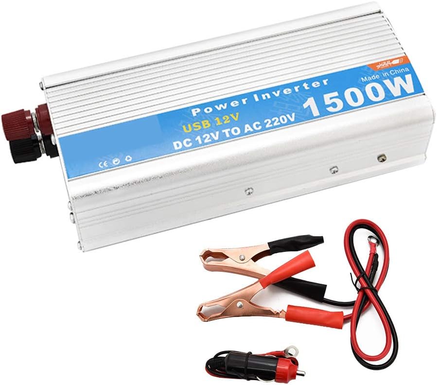 CAPTIANKN 1500W Power Inverter, DC 12V To AC 110V 220V Transformer With 1 Universal AC Plug And 1 USB Port,12vto110v