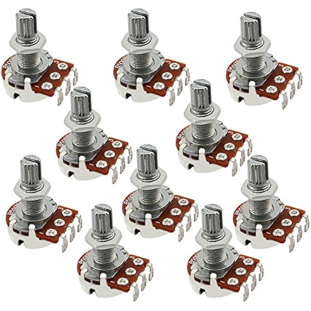 Guitar Potentiometer B500k 16mm Base Dia 18mm Shaft Pack Of 10 Musical