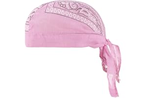 SURAKEY Sweat Wicking Doo Rag Cooling Dew Rag Helmet Liner Motorcycle Head Wrap Bandana Skull Caps Turban Headwear for Men and Women (Pink)