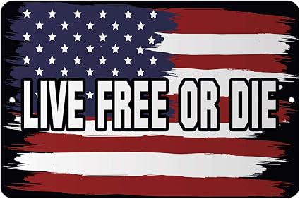 Amazon Com Makoroni Live Free Or Die America Usa Flag 12x18 Inc Aluminum Decorative Wall Street Sign Sports Outdoors