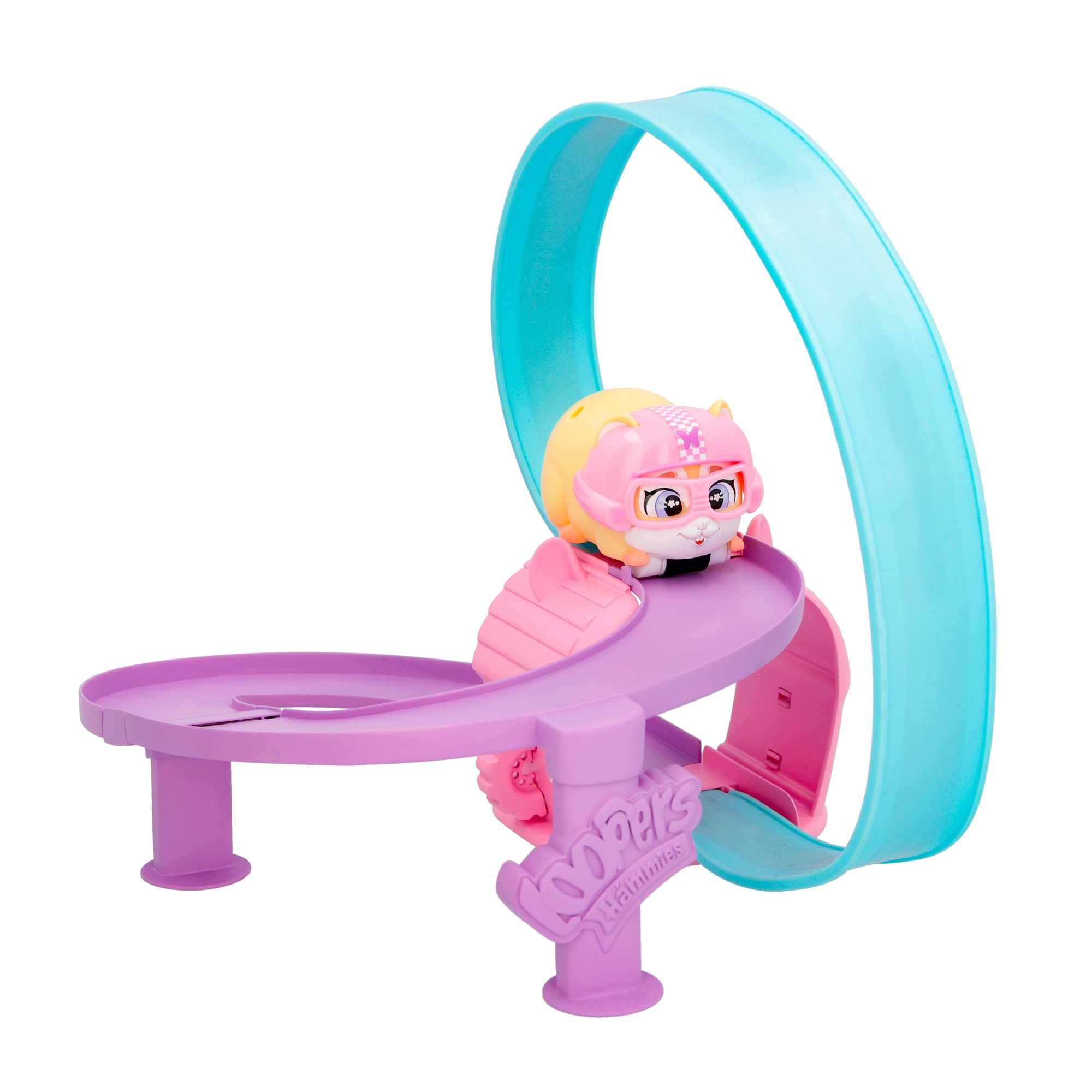 LOOPERS Hammies Cookie Hamster Interactive Vehicle with Circuit that Runs Inside and Out of Your Wheel Toy and Game for Boys and Girls +3 Years
