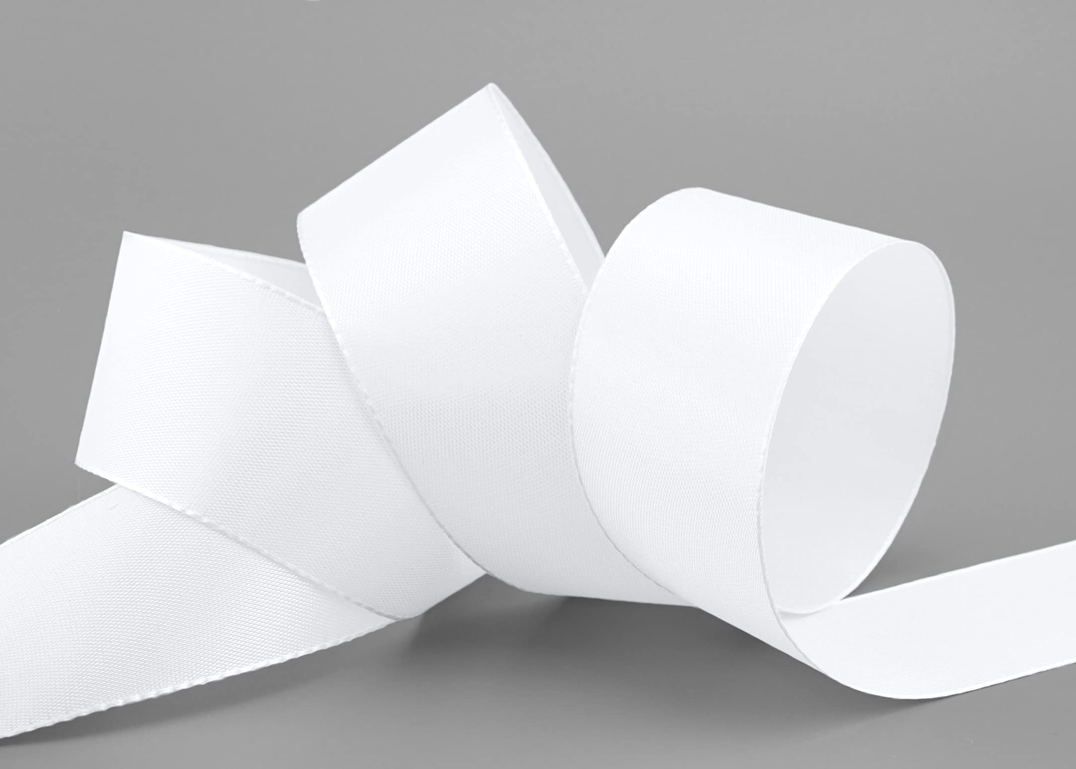finemark 50 m x 40 mm taffeta ribbon, white decorative ribbon, gift ribbon, fabric ribbon, table decoration, wedding, Easter ribbon, Visco taffeta, card making, crafts