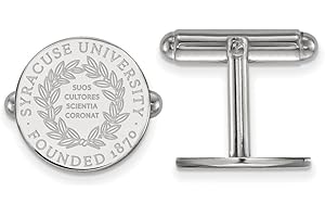 JAY SEILER Sterling Silver Rh-plated LogoArt Syracuse University Crest Cuff Link, Sterling Silver