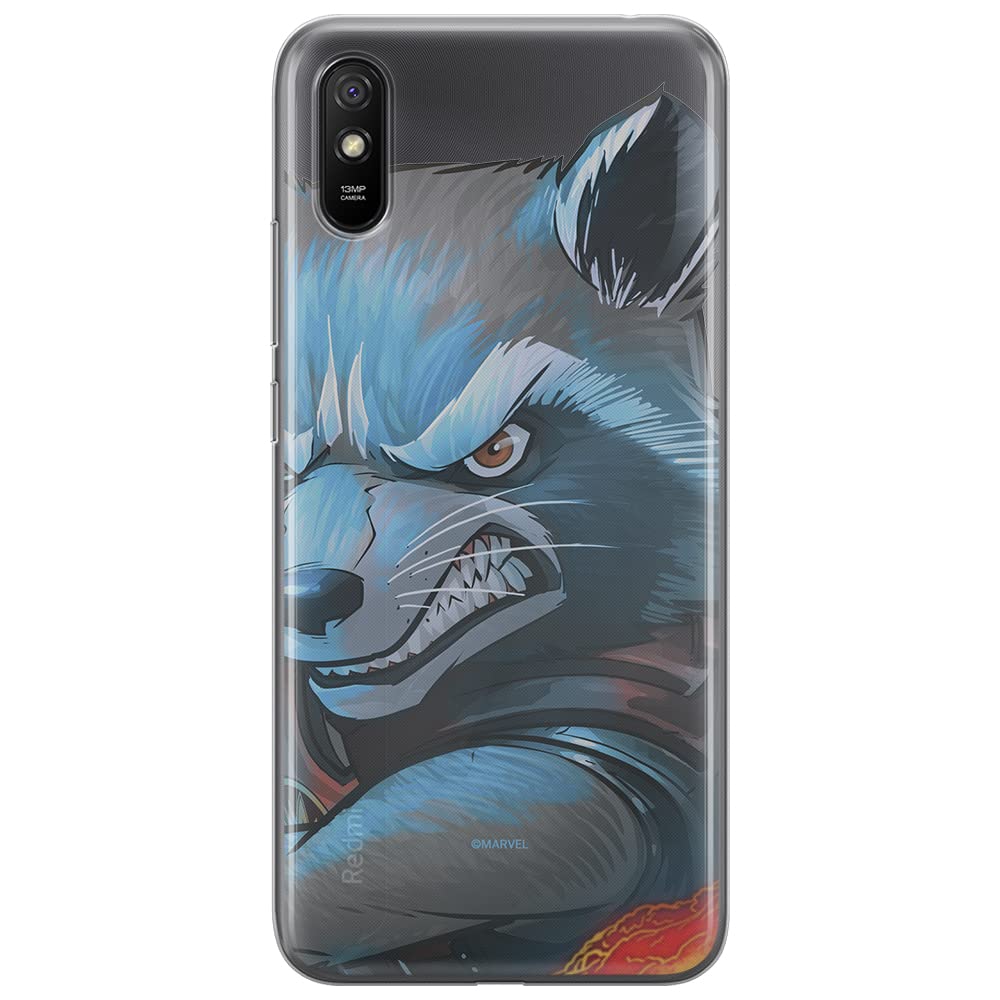 ERT GROUP mobile phone case for Xiaomi REDMI 9A original and officially Licensed Marvel pattern Rocket 005 optimally adapted to the shape of the mobile phone, partially transparent