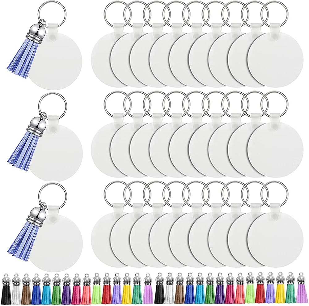 Sublimation Blank Keychain,30PCS DoubleSide Printed Heat Transfer