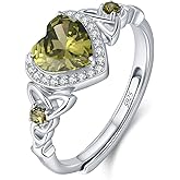 Accver Celtic Sterling Silver Birthstone Ring for Women, Adjustable Size Trinity Knot Heart Design 925 Silver January Garnet Ring, Meaningful Birthday Gift for Girlfriend, Wife, Mom